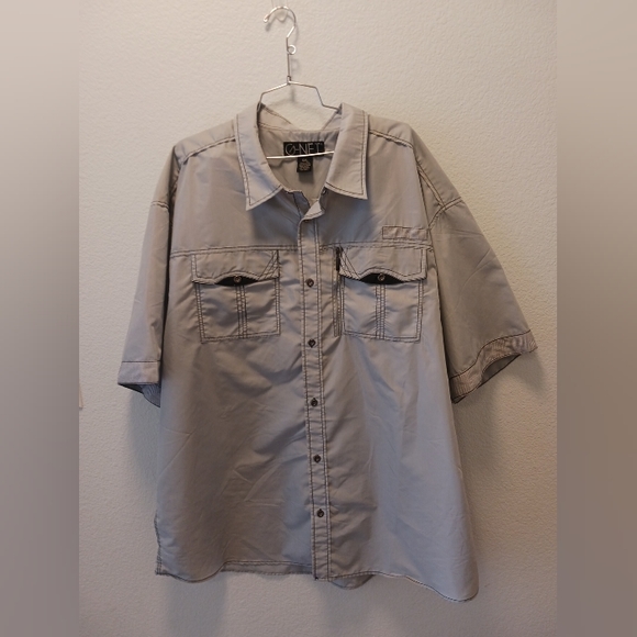 G-NET Mens Button-Up Gray Short Sleeve Shirt 4XL - Picture 1 of 7